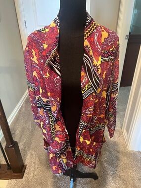 Multiples Multicolor Paisley & Geometric Open Kimono Jacket
